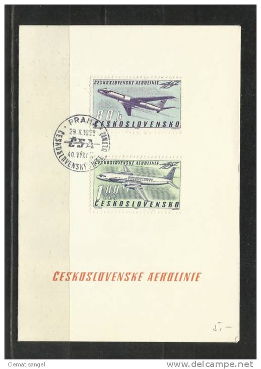 TOP!! TSCHECHOSLOWAKISCHE FLUGLINIE * 1963 * GESTEMPELT AUF KLAPPKARTE WITH COMPLIMENTS**!! - Lettres & Documents