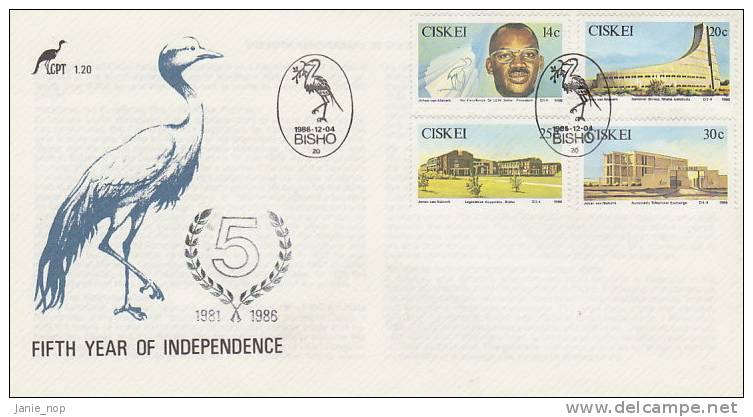 Ciskei 1986 5th Year Of  Independence FDC - Ciskei