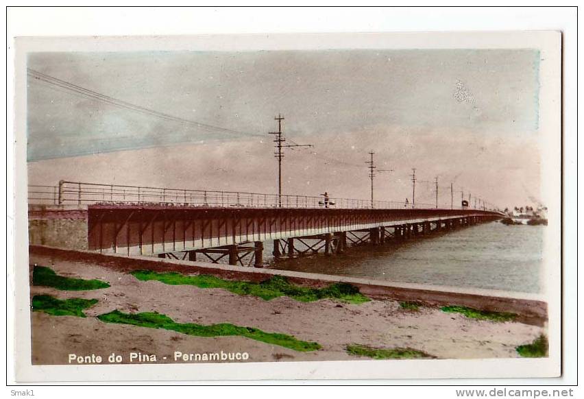 BRAZIL RECIFE PERNAMBUCO  PONTE DO PINA ,REAL PHOTO PRINTED IN ITALY OLD POSTCARD - Recife