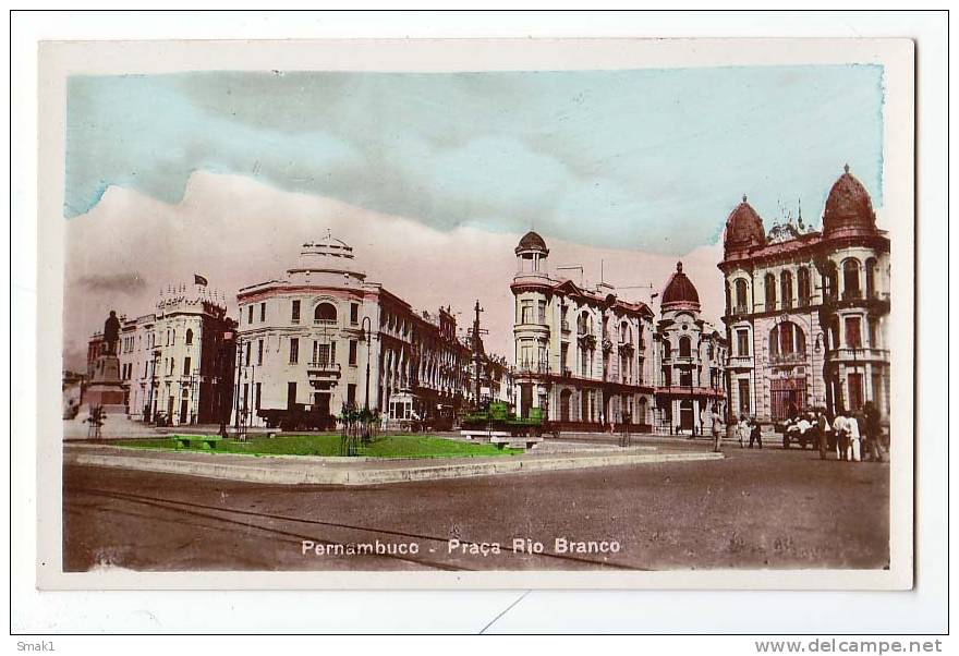 BRAZIL RECIFE PERNAMBUCO PRACA RIO BRANCO,REAL PHOTO PRINTED IN ITALY OLD POSTCARD - Recife