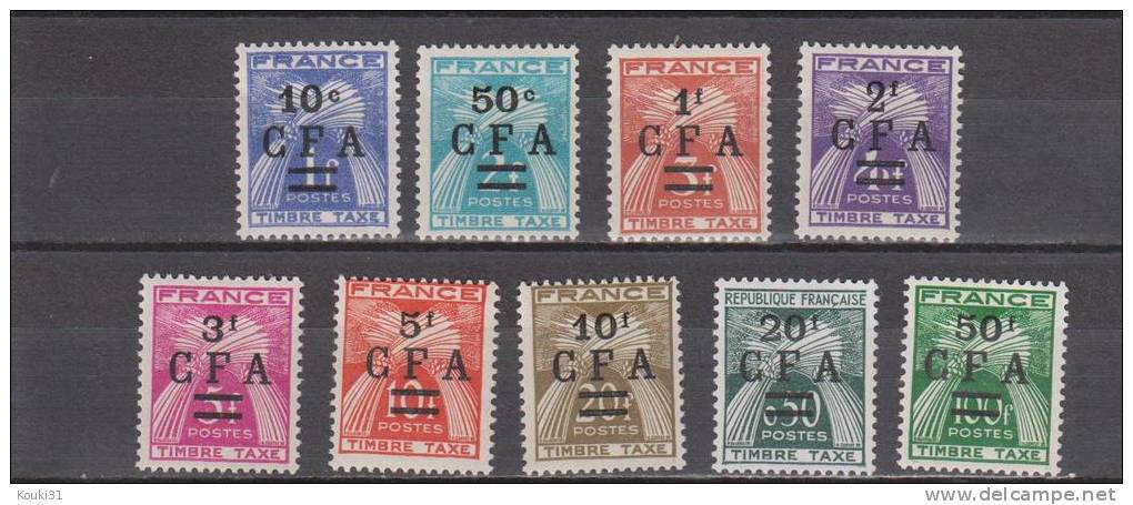 Réunion YT Taxe 36/44 ** : Type Gerbe - 1949 - Timbres-taxe