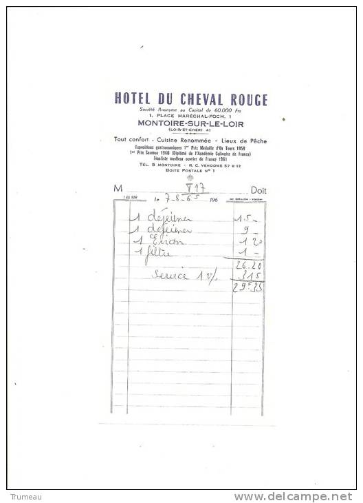 MONTOIRE SUR LE LOIR -HOTEL DU CHEVAL ROUGE -1965 - Deportes & Turismo