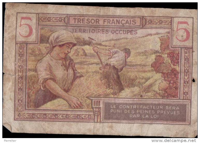 BEAU BILLET DE CINQ FRANCS ( TRESOR FRANCAIS ) DATE 1947 - 1947 French Treasury