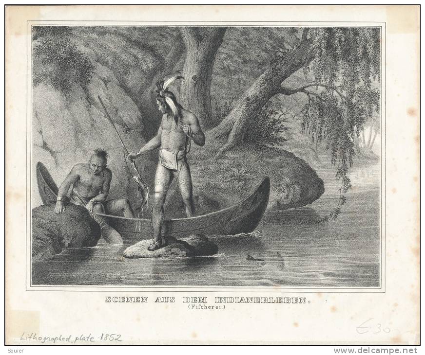 Life Of The Indian, Scenen Aus Dem Indianenleben, Fishing - Lithografieën