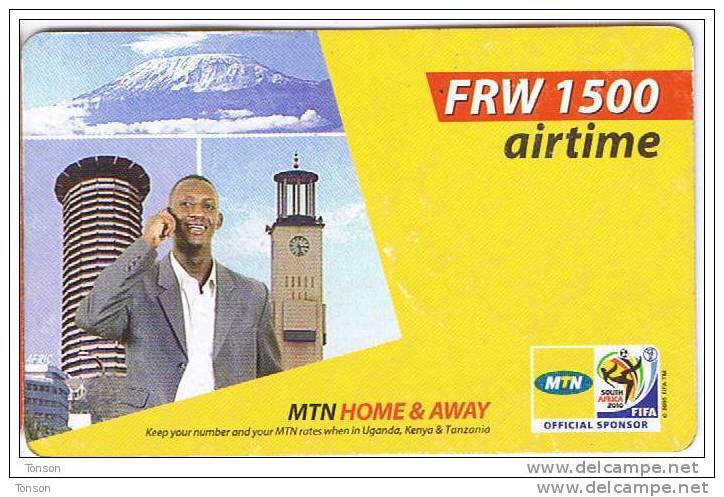 Rwanda, FRW 1500 Airtime, Man And Buildings, Mountain. - Ruanda