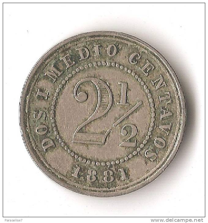 COLOMBIE  2 1/2  CENTAVOS 1881  RARE ! - Colombie