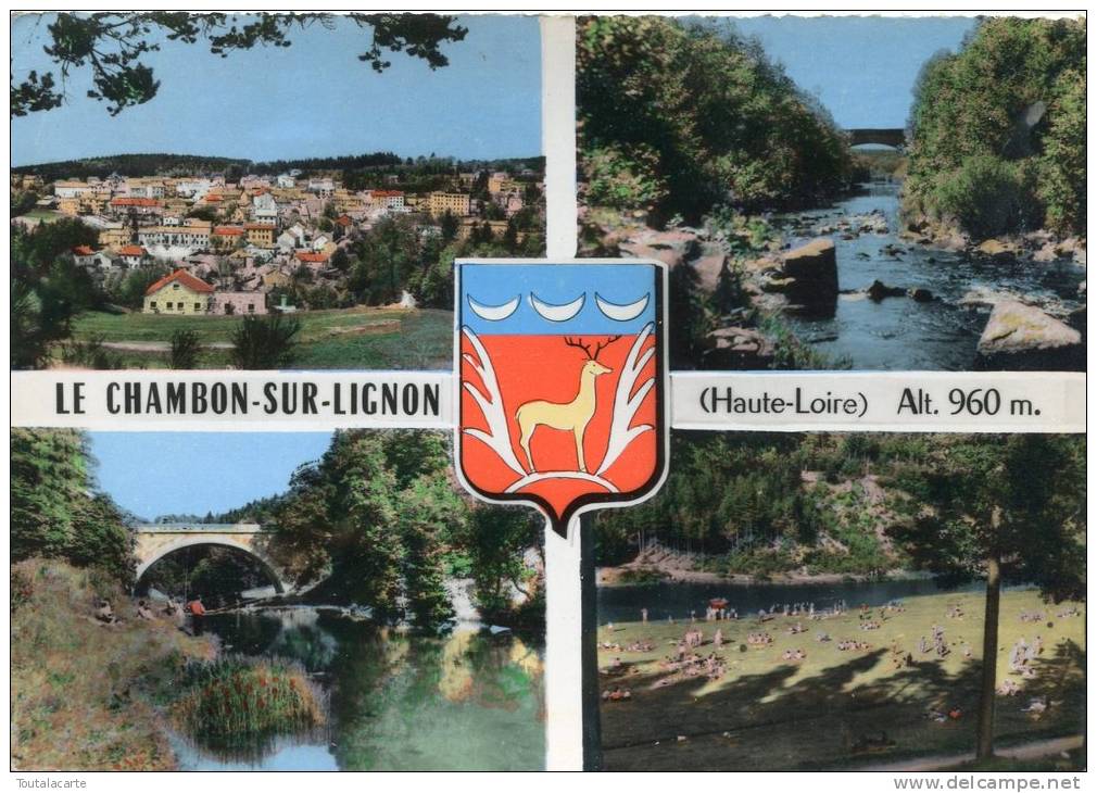 CPSM 43 LE CHAMBON SUR LIGNON MULTI VUES 1960  Grand Format 15 X 10,5 - Le Chambon-sur-Lignon