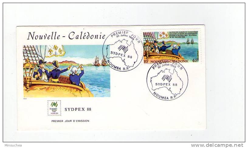 FDC  Nouvelle Calédonie - SYDPEX 1988 - La Pérouse Et La Flotte Anglaise - Obl  Du 30/07/88 (1er Jour) - FDC