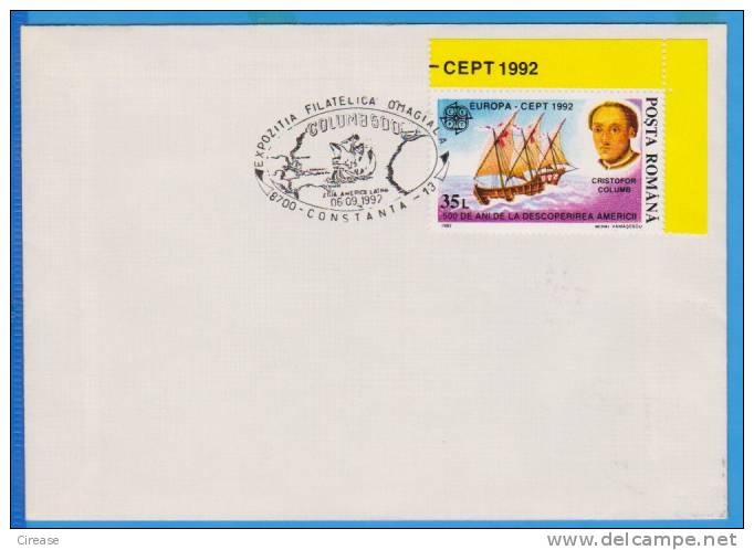 Meter Mark En Cover, Day Latin America, Cristofor Columb Stamps Europa CEPT Romania - Cristóbal Colón