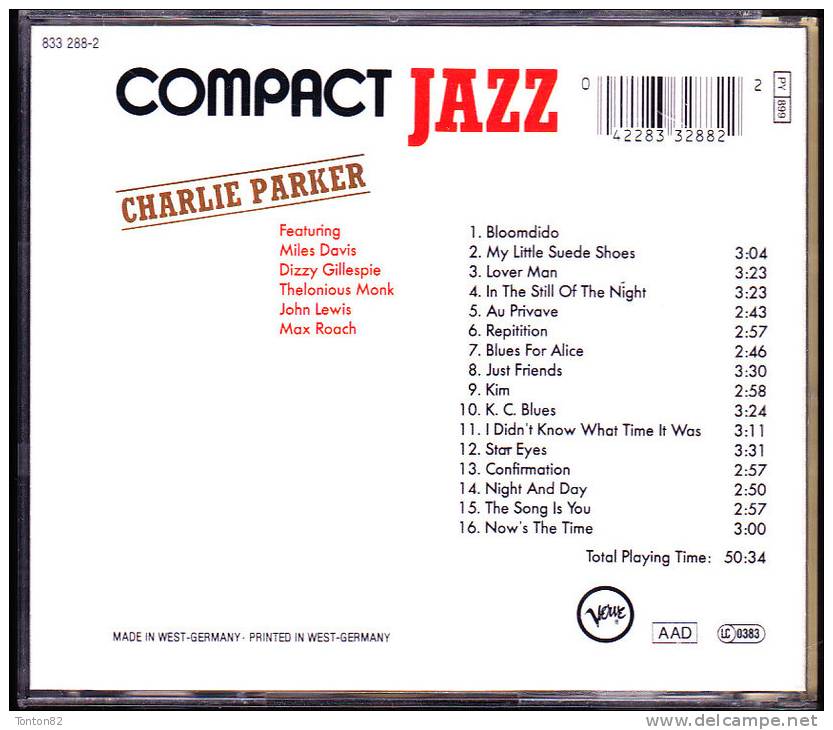 Charlie Parker - 16 Titres - Jazz