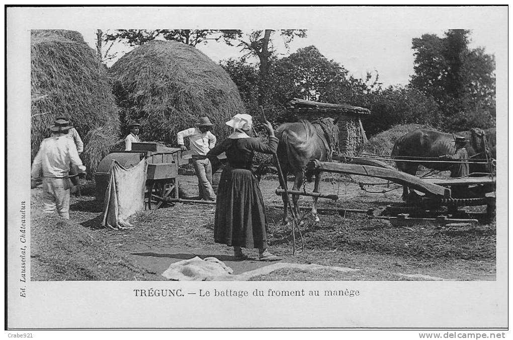 29 TREGUNC LE BATTAGE DU FROMENT AU MANÈGE  TRÈS RARE Edt  LAUSSEDAT  Etat   Impeccable    Neuve *** - Trégunc