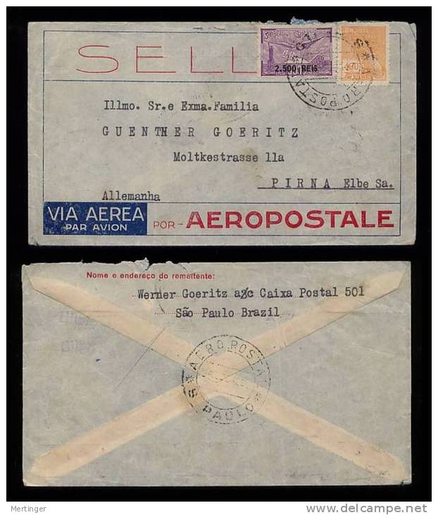 Brazil Brasilien 1931 Brief Mi# 368 NYRPA RHM A38 - Brieven En Documenten