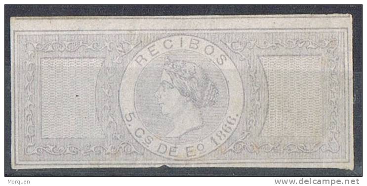 Sello Recibos Isabel II 5 Cts Escudo 1866, Fiscal * - Revenue Stamps