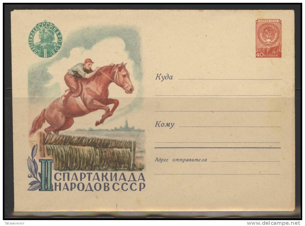 RUSSIA USSR Stamped Stationery 986-1959.06.08 (59-115) Sport Horse Riding - 1950-59