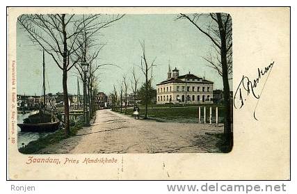 Zaandam - Burcht En Prins Hendrikkade Met Gemeentehuis Anno 1900 - Andere & Zonder Classificatie