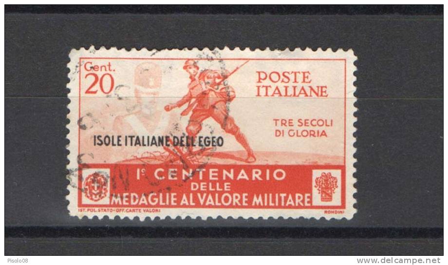 EGEO 1934 MEDAGLIE 20 C. USATO - Egée (Admin. Autonome)