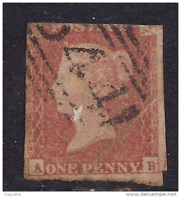 GB 1841 QV 1d Penny Red IMPERF Blued Paper ( A & B ) ( K705 ) - Gebraucht