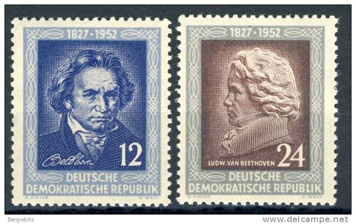 1952 German Democratic Republic Complete MNH (**) Set Of 2 Stamps" Beethoven " Michel 300-301 - Unused Stamps