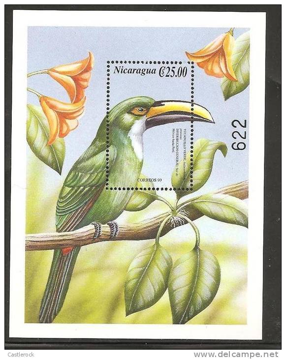 O)1999 NICARAGUA, TUCAN GREEN, BIRD, SOUVENIR MNH. - Nicaragua