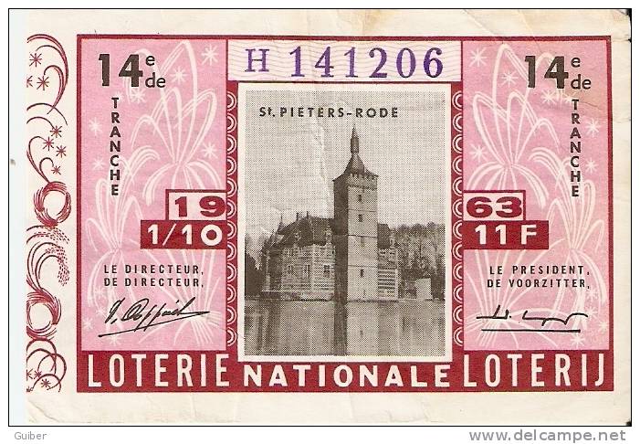 Loterie Nationale Saint Pieters Rode 1963 - Andere & Zonder Classificatie