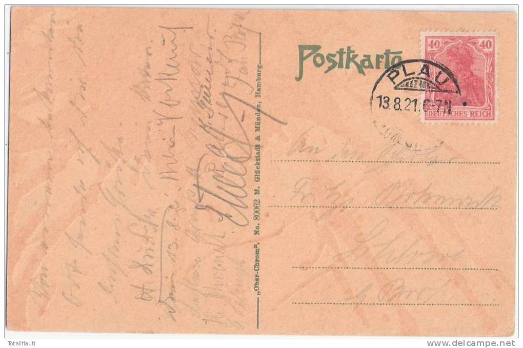 Plau Am See Kurhaus Seelust Color Bootssteg 13.8.1921 Gelaufen - Plau