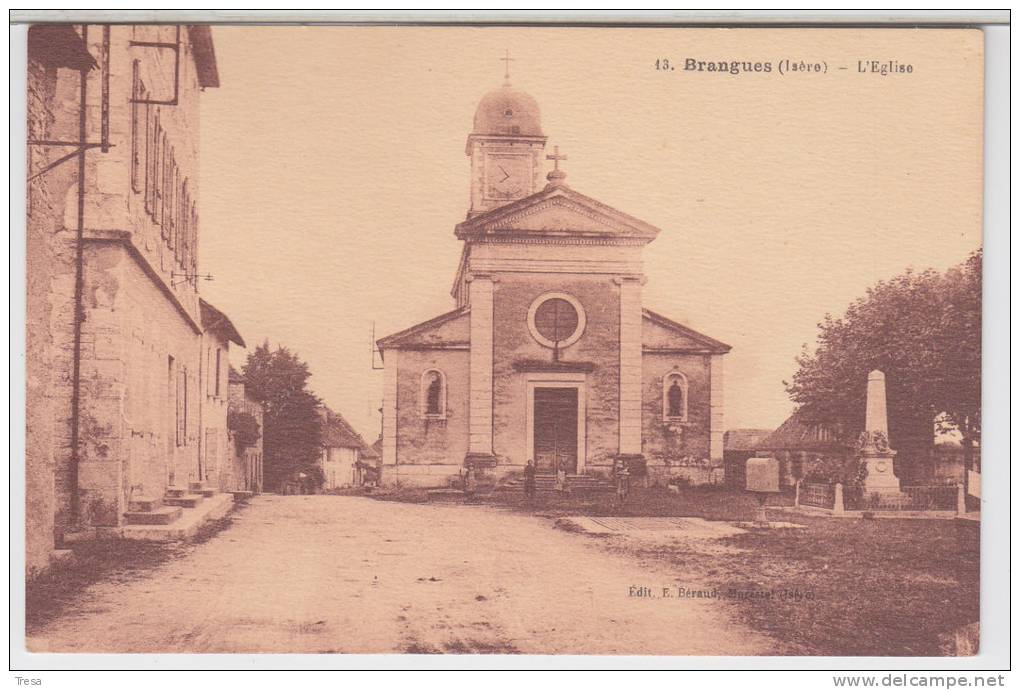 BRANGUES  Isère   L'EGLISE  Monument Aux Morts  Animée - Brangues