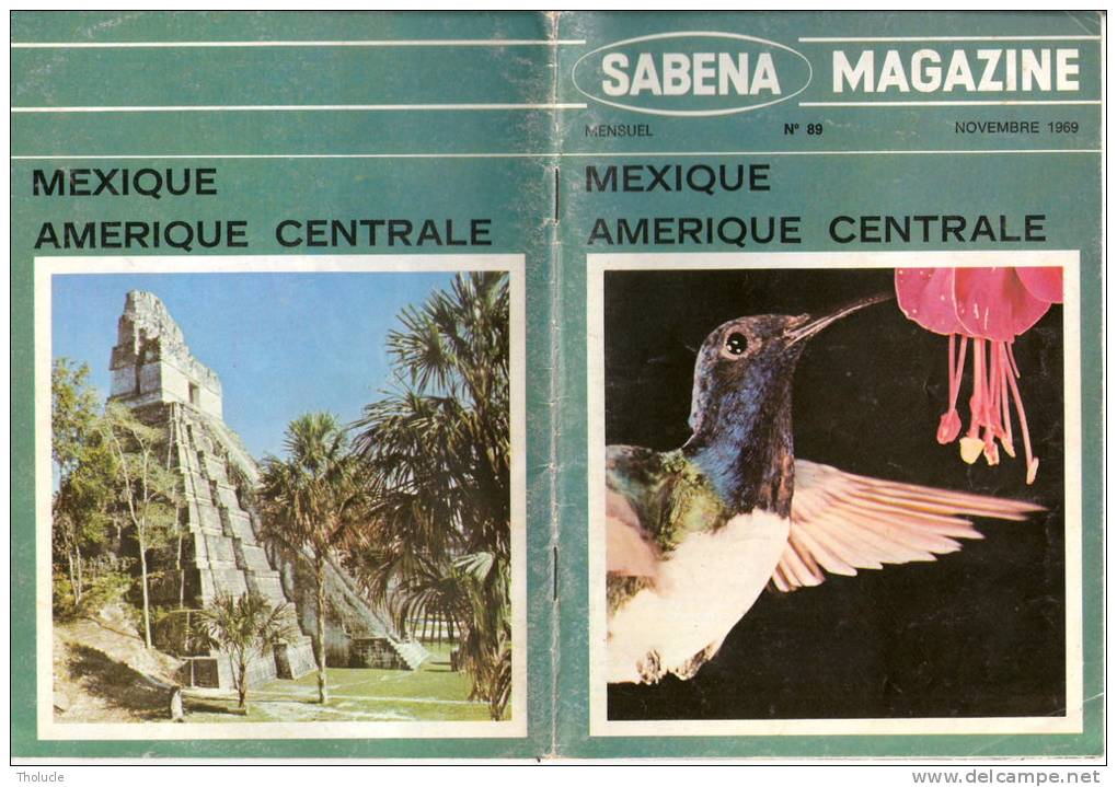 Aviation-Avio-Aéronautique-SABENA Magazine:Mexique-Amérique Centrale-Novembre 1969-N°89 - Aviation