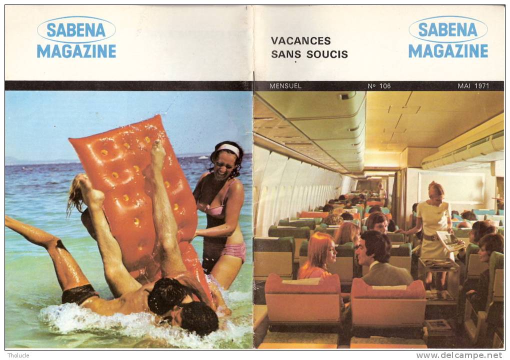Aviation-Avion-Aéronautique-SABENA Magazine:Numéro Spécial SABENA-Vacances Sans Soucis-Mai 1971-N°106 - Luchtvaart