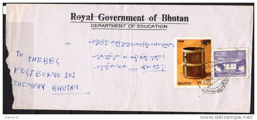S630.-. BHOUTAN / BHUTAN .- .1970`S  .-. LOCAL USED COVER - CHAPCHA  DZONG - Bhoutan