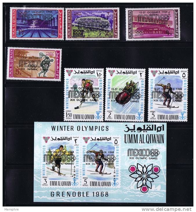 1968  Jeux Olympiques De Mexico  Michel 254-60 Bloc 13 * - Umm Al-Qaiwain