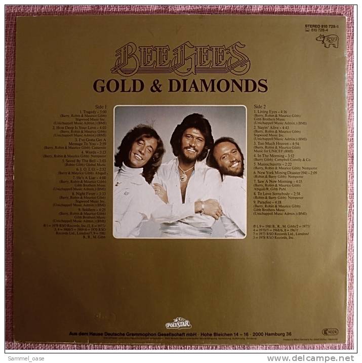 LP Vinyl  -  Bee Gees  Gold & Diamonds  -  Von Polystar  -  810 728-1  -  Von 1983 - Disco, Pop