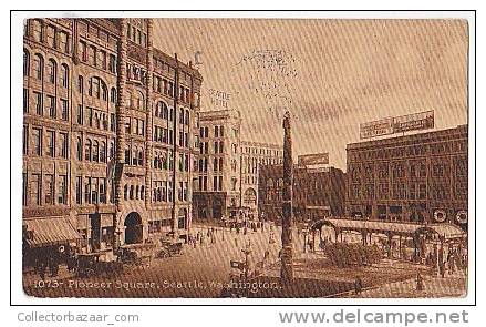 Pioneer Square Seattle Washington Vintage Original Postcard Cpa Ak (W3_1379) - Seattle