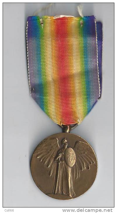 Ww1 Guerre 1914-1918 Rare Modèle Pautot-Matteï Médaille De La Victoire Dite Médaille Interalliée Avec Ruban - France