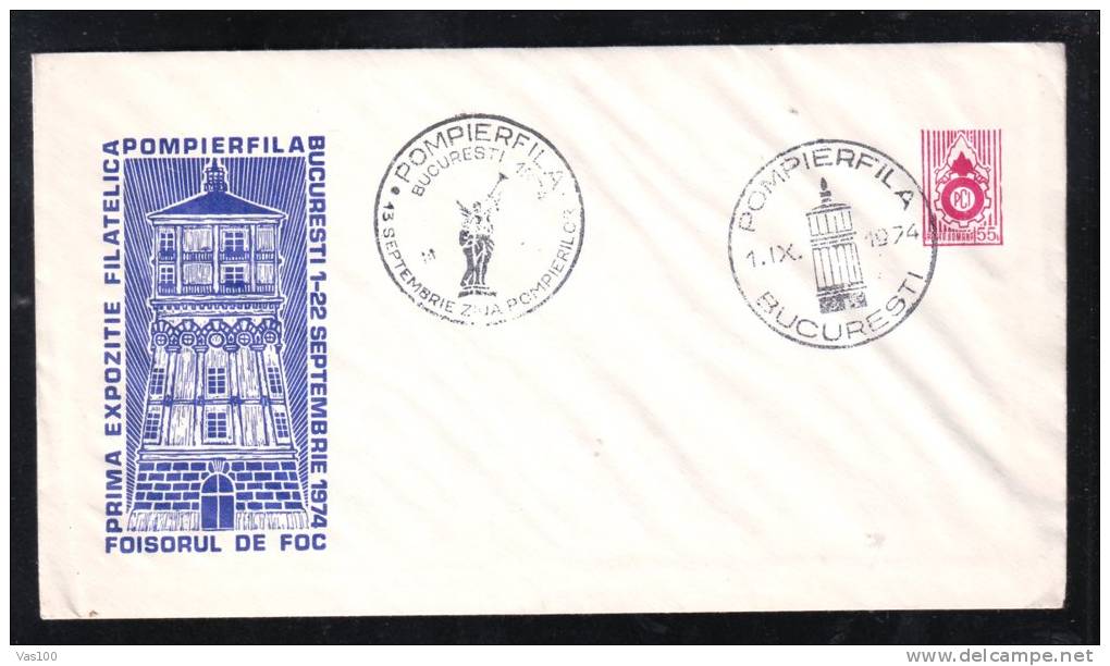 FIREFIGHTERS, FIRE FOISORUL  VERY RARE STATIONERY COVER 1974 ROMANIA - Ete 1996: Atlanta