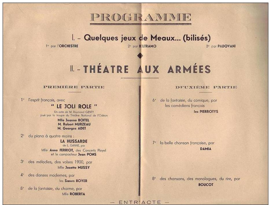 THEATRE   AUX   ARMEES   &   MEAUX  ,  LE  21  DECEMBRE   1939 - Programs