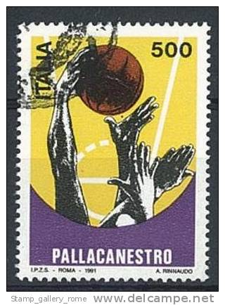 ITALIA REPUBBLICA - ANNO 1991 - PALLACANESTRO - VARIETA' OROLOGIO - USATO - Variétés Et Curiosités