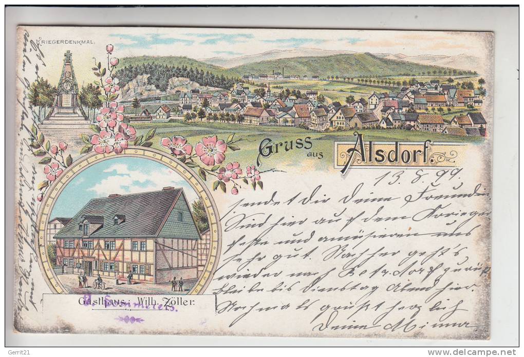 5240 BETZDORF - ALSDORF, Lithographie 1899, U.a. Gasthof Wilh. Zöller - Betzdorf