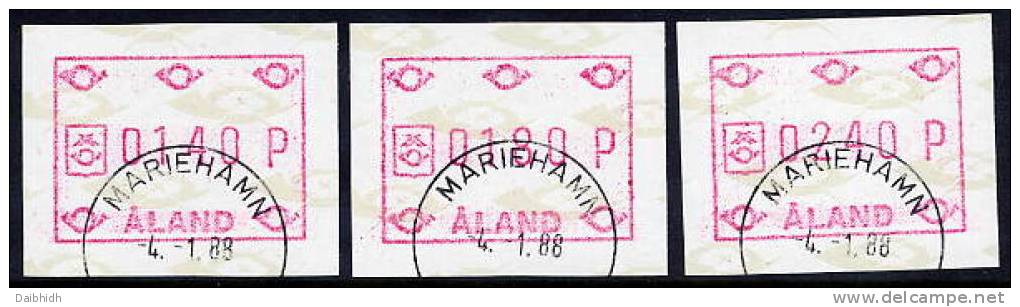 ALAND ISLANDS 1988 ATM Labels Set Of 3 Values Used  Michel 2 - Aland