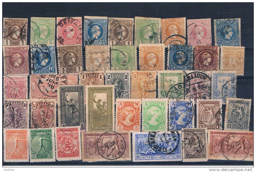 Grecia. Tres Fichas Conteniendo 96 Sellos De Grecia Diferentes Epocas Y Con Muchos Usados - Used Stamps