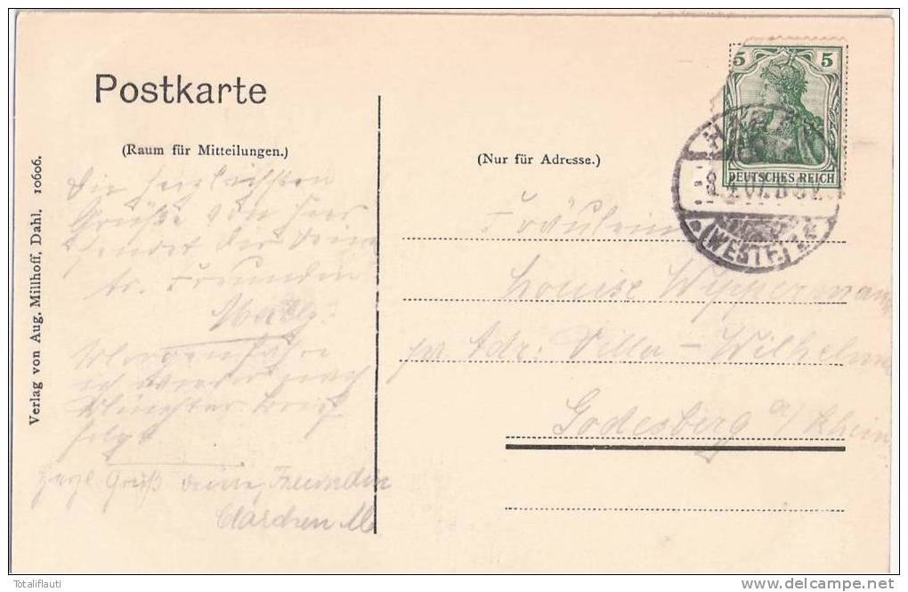 Hagen Westfalen Donnerkuhle Vogelschau 8.4.1907 Gelaufen - Hagen