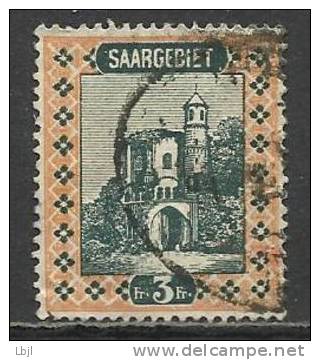 SARRE , SAARGEBIET , 3 Fr , Tour à Mettlach , 1922-23 , N° YT 99 - Usados