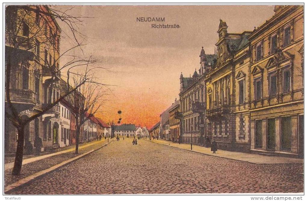 NEUDAMM Richtstrasse Conditorei U Cafe Color Belebt Debno 11.9.1918 Gelaufen - Neumark