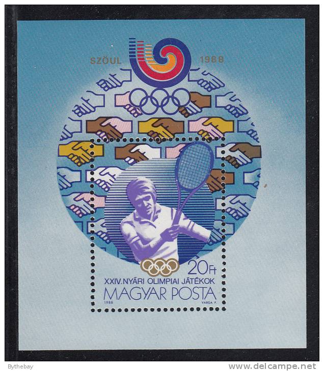 Hungary MNH Scott #3127 Souvenir Sheet 20fo Tennis - 1988 Summer Olympics Seoul - Neufs