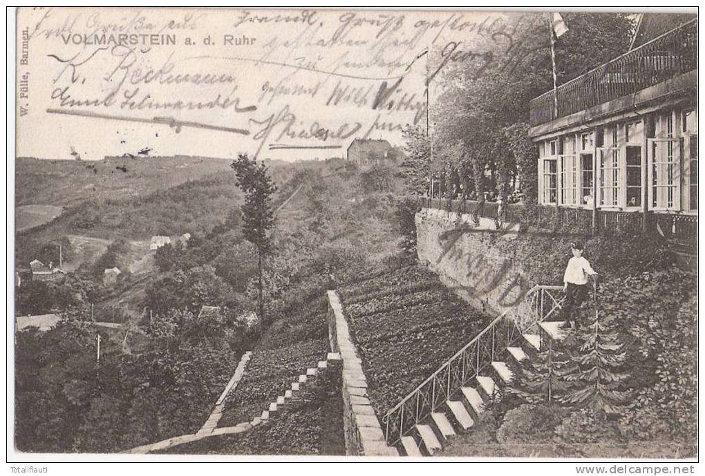 Volmarstein An Der Ruhr Wetter Gasthof Wehberg Terrassenanlage Belebt 29.5.1905 Gelaufen Amt Hagen - Hagen