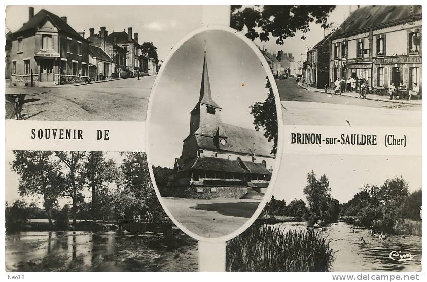 Brinon Sur Sauldre Souvenir 5 Vues PTT, Café Du Dauphin, Edit Combier - Brinon-sur-Sauldre