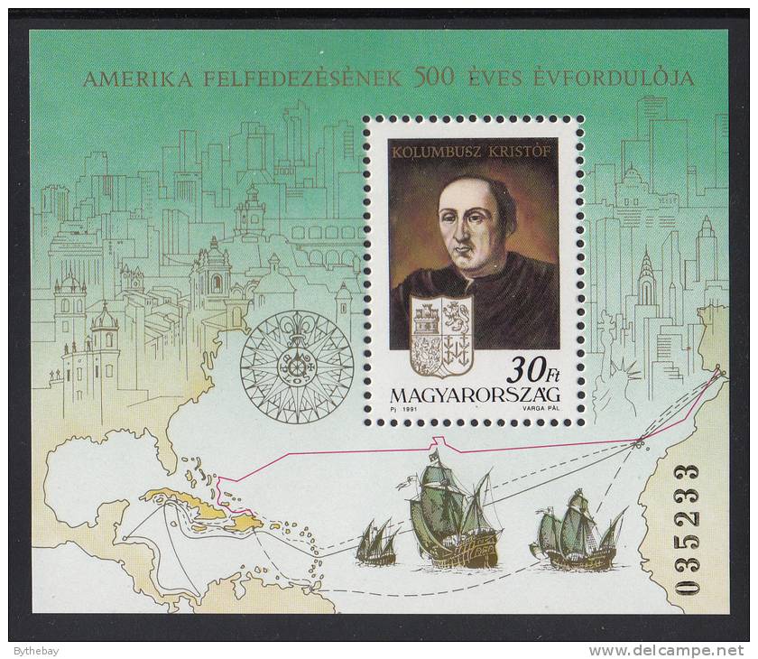 Hungary MNH Scott #3319 Souvenir Sheet 30fo Christopher Columbus, Coat Of Arms - Discovery Of America - Christopher Columbus