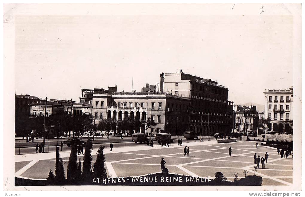 ATHÈNES : AVENUE REINE AMELIE - CARTE ´VRAIE PHOTO´ - ANNÉE ~ 1930 - ´35 (n-796) - Grèce