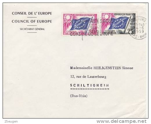 FRANCE 1959 COUNCIL OF EUROPE  COVER WITH POSTMARK  /ZX/ - Idee Europee