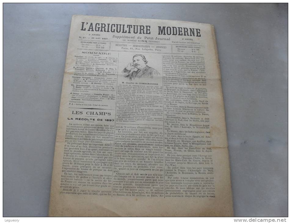 L´Agriculture  Moderne  N ° 87  29  Aout 1897 - Revues Anciennes - Avant 1900