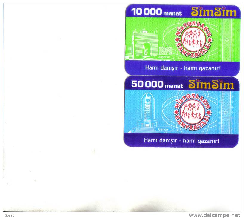 Azerbaijan-SIM SIM -10.000,50.000-(2 Card Prepiad)-(h)-used+1 Card Prepiad Free - Aserbaidschan